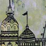 'Temple' - Original Signed Acrylic Painting from India
