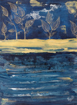 'Gold Sea' - Signed Original Acrylic Painting by Indian Artist