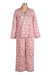 Conjunto de pijama de algodón - Pijama de algodón con estampado floral en tono rosa