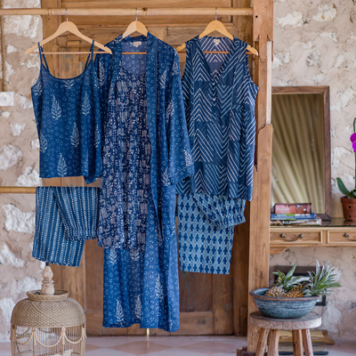 Conjunto de pijama de algodón - Conjunto de pijama de algodón con estampados de inspiración bohemia y chevron