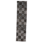 Cotton patchwork table runner, 'Charcoal Blooms' - Black and Grey Cotton Table Runner with Patchwork Pattern
