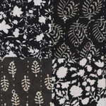 Cotton patchwork table runner, 'Charcoal Blooms' - Black and Grey Cotton Table Runner with Patchwork Pattern