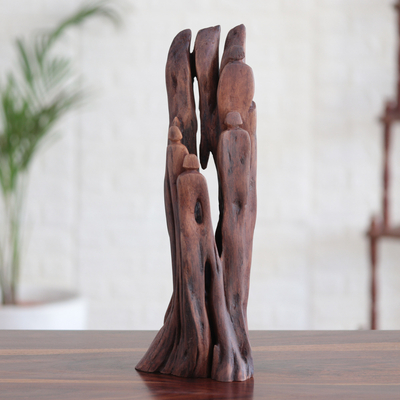 Escultura de madera recuperada - Escultura abstracta firmada única en madera recuperada