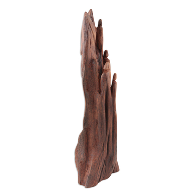 Escultura de madera recuperada - Escultura abstracta firmada única en madera recuperada
