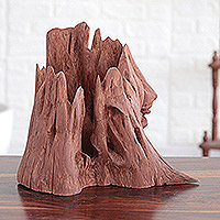 Escultura de madera recuperada, 'El poder de la naturaleza' - Escultura abstracta única en su tipo de madera recuperada