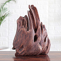 Reclaimed wood sculpture, 'Delight in Nature' - Signed Original Sculpture of Reclaimed Wood from the Forest