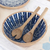 Mango wood salad bowl and servers, 'Blue Paradise' (3 pieces) - Wood and Resin Salad Serving Set (3 Pieces)