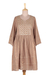 Cotton blend shift dress, 'Enchanting Afternoon' - Redwood Cotton Blend Shift Dress Embellished with Sequins