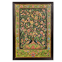 Marble wall art, 'The Tree of Life' - Handmade Hand-painted Relief Marble Wall Art from India