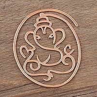 Rose gold-plated bookmark, 'Bookworm's Delight' - Rose Gold-Plated Bookmark with Ganesha Motif