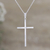 Sterling silver pendant necklace, 'Luminous Hope' - Sterling Silver Cross Pendant Necklace Crafted in India
