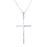 Sterling silver pendant necklace, 'Luminous Hope' - Sterling Silver Cross Pendant Necklace Crafted in India