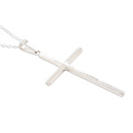 Sterling silver pendant necklace, 'Luminous Hope' - Sterling Silver Cross Pendant Necklace Crafted in India