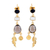 Gold-plated multi-gemstone dangle earrings, 'Winter Leaves' - Gold-Plated Smoky Quartz and Black Onyx Dangle Earrings thumbail