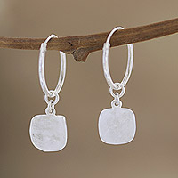 Rainbow moonstone dangle earrings, 'Step Into the Light' - Hand Crafted Rainbow Moonstone Dangle Earrings