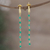 Gold-plated onyx dangle earrings, 'Golden Torrent in Green' - Handmade Gold-Plated Green Onyx Dangle Earrings (image 2) thumbail