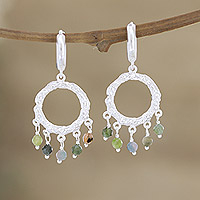 Chalcedony dangle earrings, 'Cool Rain' - Handcrafted Multicoloured Chalcedony Dangle Earrings