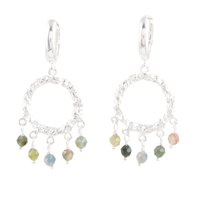 Chalcedony dangle earrings, 'Cool Rain' - Handcrafted Multicolored Chalcedony Dangle Earrings