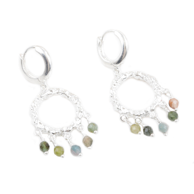 Chalcedony dangle earrings, 'Cool Rain' - Handcrafted Multicolored Chalcedony Dangle Earrings