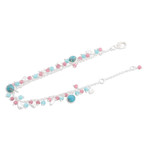 Chalcedony and tourmaline charm bracelet, 'Above the Sky' - Hand Crafted Tourmaline and Chalcedony Charm Bracelet