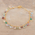 Gold-plated multi-gemstone charm bracelet, 'Rainbow Bubbles' - Handmade Gold-Plated Multi-Gemstone Charm Bracelet (image 2b) thumbail