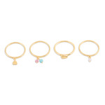 Gold-plated gemstone stacking rings, 'Day Date' (set of 4) - Gold-Plated Gemstone Stacking Rings (Set of 4)