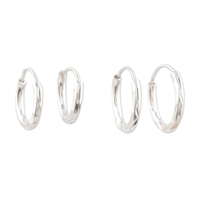 Sterling silver hoop earrings, 'Speed of Silver' (pair) - Hand Crafted Sterling Silver Hoop Earrings (Pair)