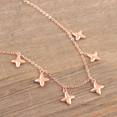 Rose gold-plated pendant necklace, 'Pink Starlet' - Handcrafted Rose Gold-Plated Pendant Necklace
