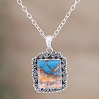 Sterling silver pendant necklace, 'Sunset Surprise' - Handcrafted Sterling Silver Pendant Necklace from India