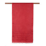 Linen shawl, 'Dreams in Red' - Red Linen Shawl made in India
