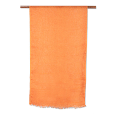 Leinenschal - Orangefarbener Leinenschal, hergestellt in Indien