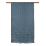 Linen shawl, 'Dreams in Teal' - Linen Shawl in Teal Made in India