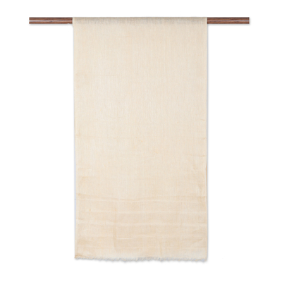 Linen shawl, 'Dreams in Beige' - Linen Shawl in Beige Made in India
