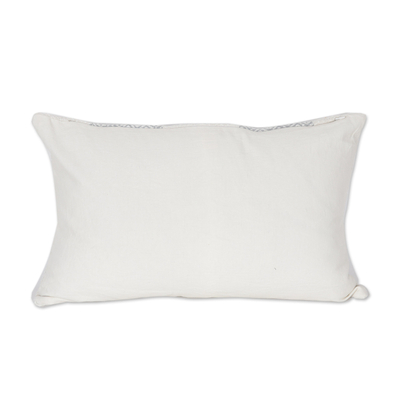 Cotton cushion covers, 'Diamond Elegance in Grey' (pair) - Woven Cotton Cushion Covers in Grey and Ivory (Pair)
