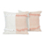 Cotton cushion covers, 'Delhi Sophistication in Peach' (pair) - Fringed Cotton Cushion Covers from India (Pair) (image 2a) thumbail