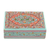 Papier mache decorative box, 'Persian Flower Paradise' - Wood Papier Mache Decorative Box in Blue