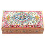 Papier mache decorative box, 'Persian Influence' - Wood Papier Mache Decorative Box Hand-Painted in India