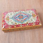 Papier mache decorative box, 'Persian Influence' - Wood Papier Mache Decorative Box Hand-Painted in India