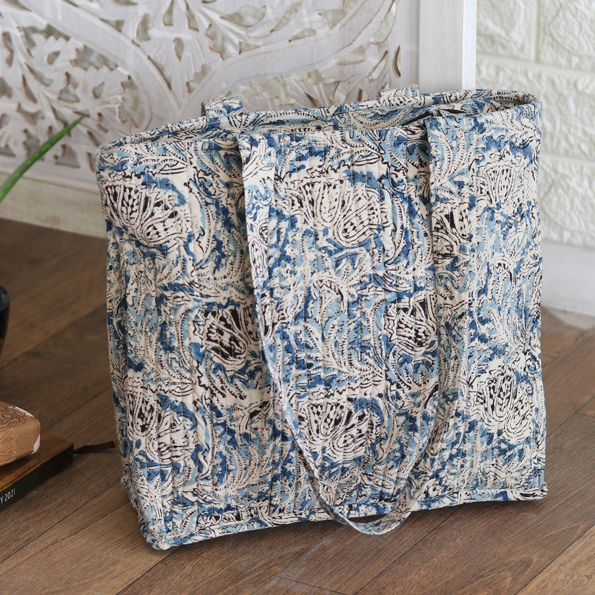 Quilting tote bag #blue - Shop nifeile-okinawa Handbags & Totes