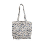 Quilted cotton tote bag, 'Glorious Blue' - Blue Quilted Cotton Tote Bag with Block-Printed Pattern