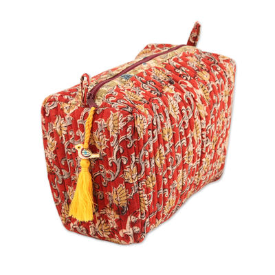 Kosmetiktasche aus gesteppter Baumwolle - Kosmetiktasche aus indischer Baumwolle in lebendigen Farben