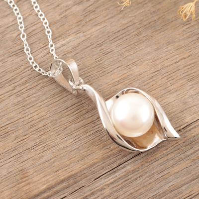 collar con colgante de perlas cultivadas - Collar con colgante de perlas cultivadas de plata esterlina de la India