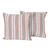Embroidered cotton cushion covers, 'Jacquard Beauty' (pair) - Striped colourful Embroidered Cotton Cushion Covers (Pair)