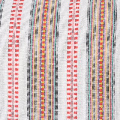Fundas de cojines de algodón bordados, (par) - Fundas de cojines de algodón bordados a rayas de colores (par)