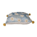 Embroidered cushion covers, 'Sky Daisies' (pair) - Floral Blue Embroidered Cushion Covers (Pair)