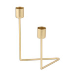 Iron candle holder, 'Golden Spark' - Gold Powder Coated Iron Candle Holder Handcrafted in India