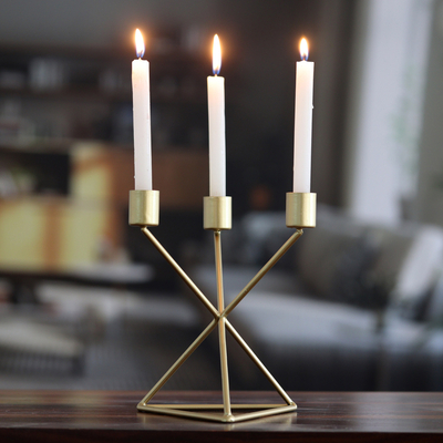 Iron candle holder, Golden Warmth