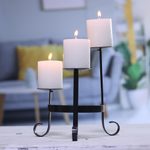 Iron candle holder, 'Medieval Decor' - Black Powder Coated Wrought Iron Candle Holder from India