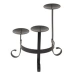 Iron candle holder, 'Medieval Decor' - Black Powder Coated Wrought Iron Candle Holder from India