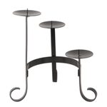 Iron candle holder, 'Medieval Decor' - Black Powder Coated Wrought Iron Candle Holder from India